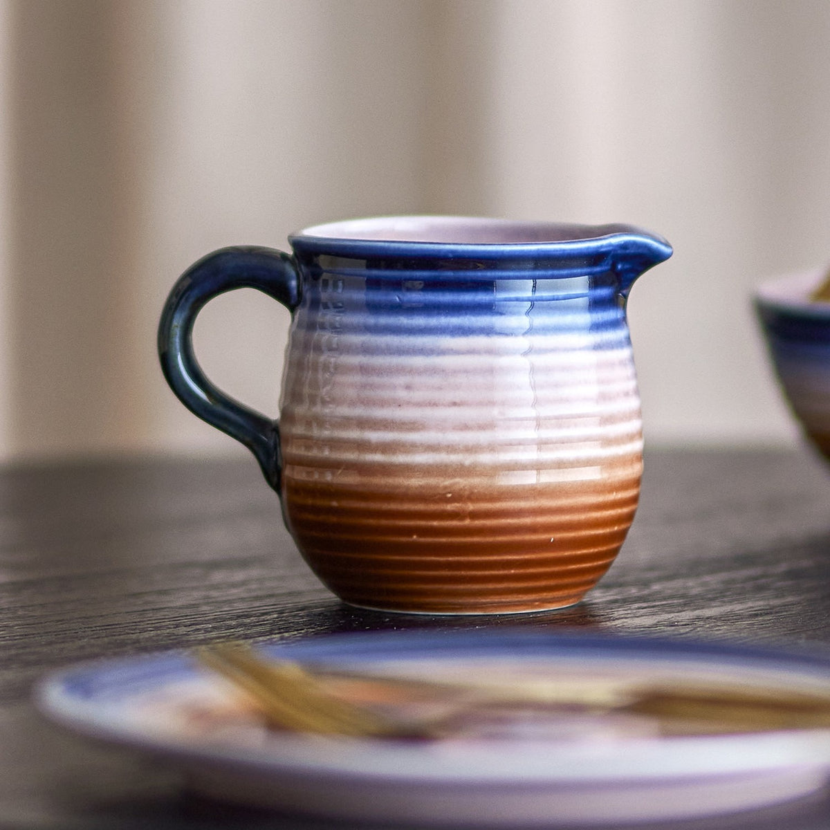 Tatum Ribbed Stoneware Milk Jug 380ml - Multi