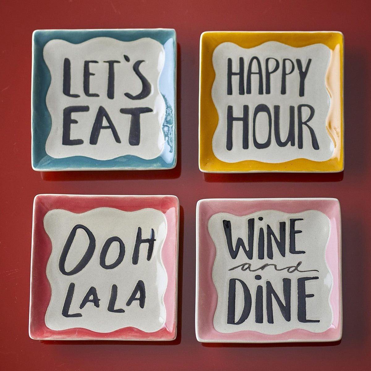 Soline Square Stoneware Plates Set of 4 - Multi