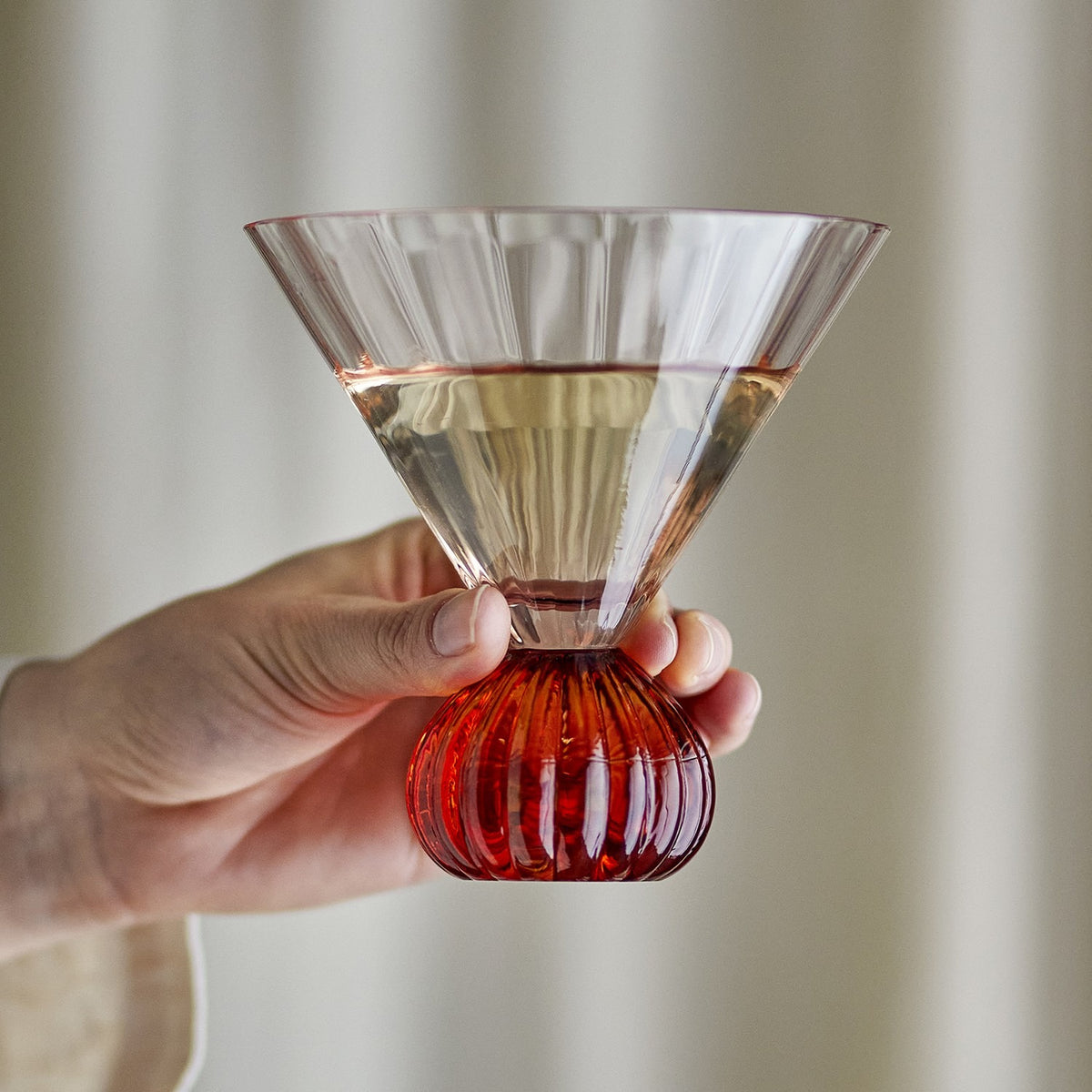 Taurin Ribbed Cocktail Glass - Pink