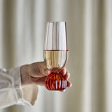Taurin Ribbed Champagne Glass - Pink