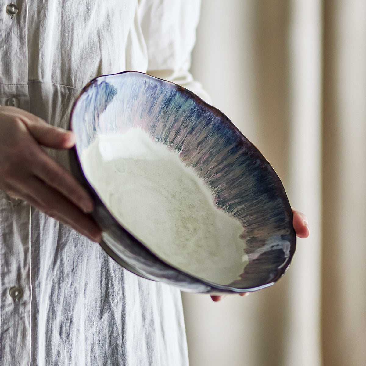 Imogen Banded Stoneware Bowl 24cm - Multi