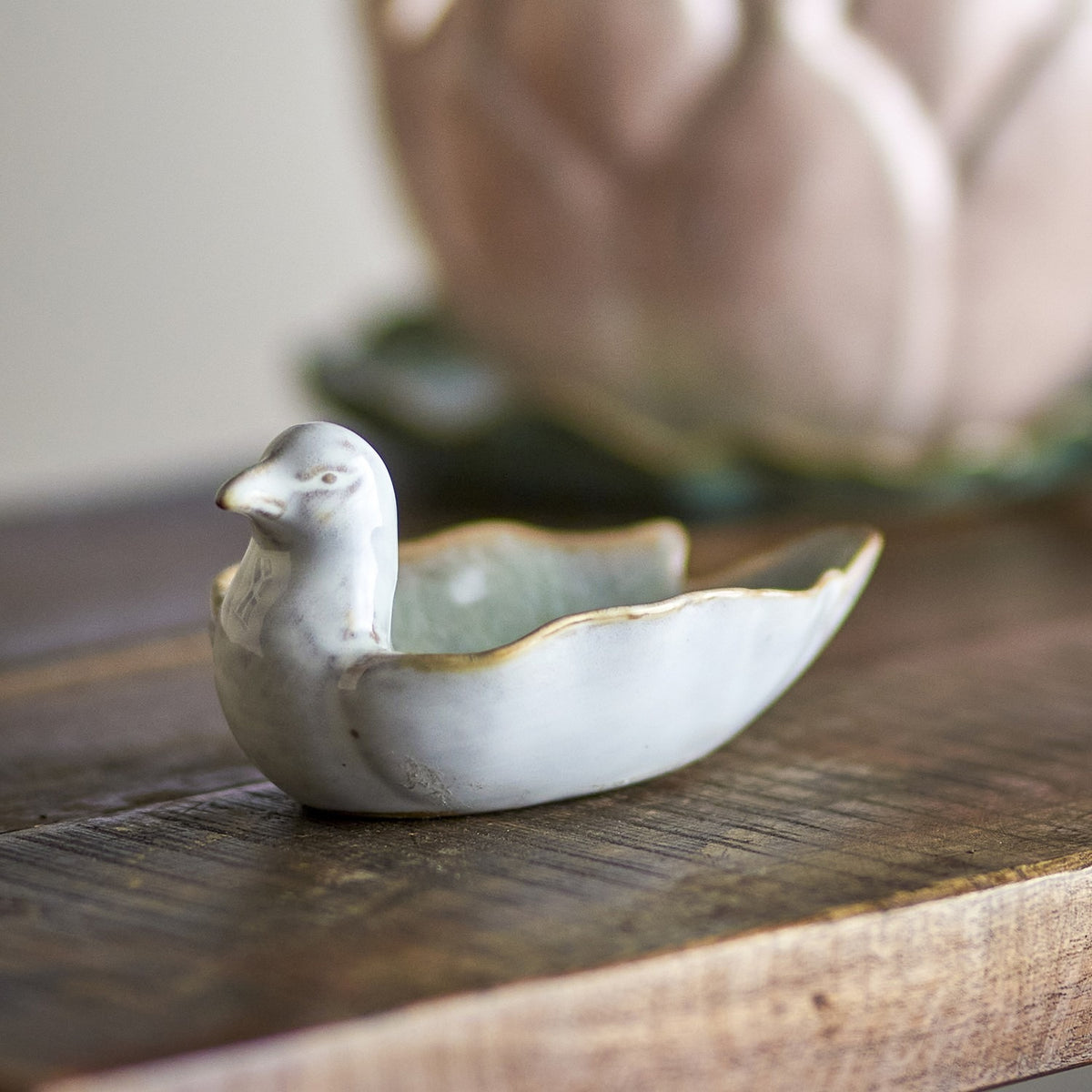 Chirp Bird Stoneware Bowl 13.5x8.5cm - White