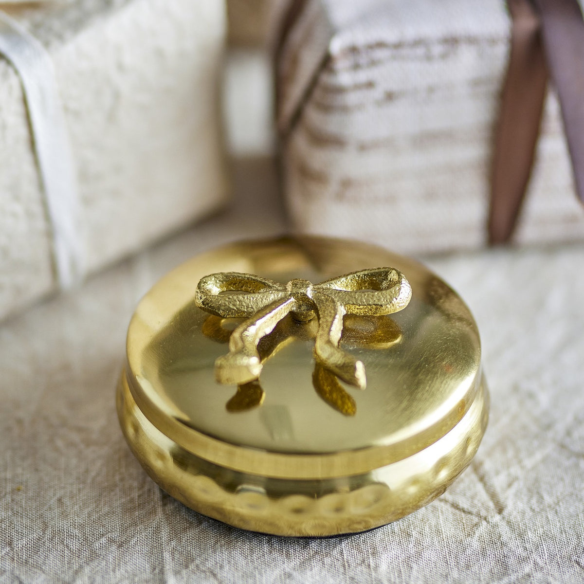 Meera Round Iron Christmas Storage Jar with Lid - Gold