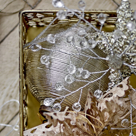 Nitin Striped Glass Christmas Bauble - Gold