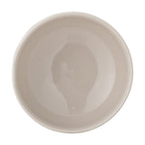 Snowie stoneware Christmas bowl in beige, 13cm, shown from above with a plain glossy interior, part of a set of 4, on a white background.