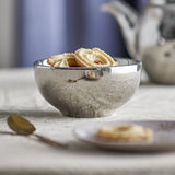 Shine Round Stoneware Bowls 12cm Set of 4 - Silver