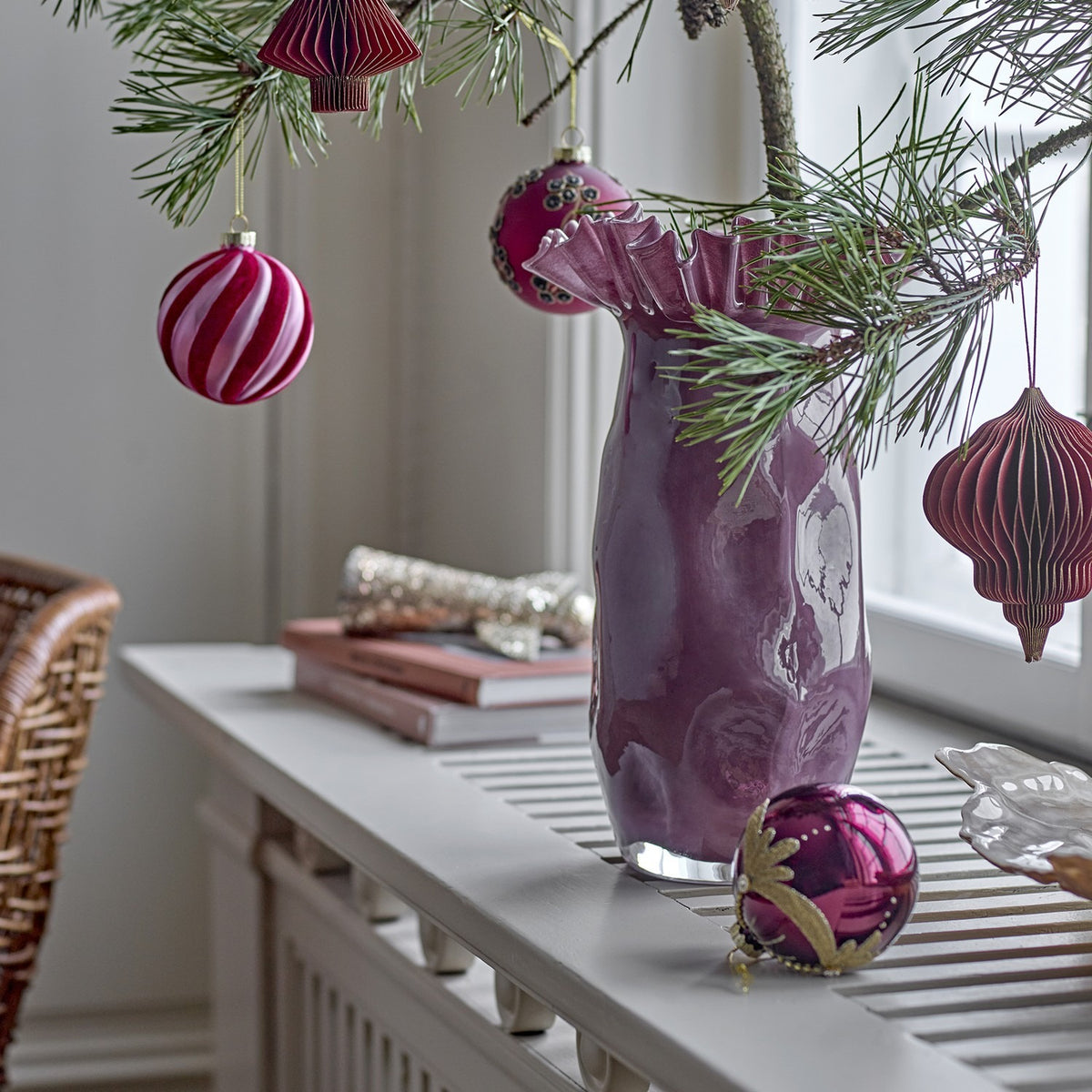 Sima Wavy Glass Vase 33cm - Purple