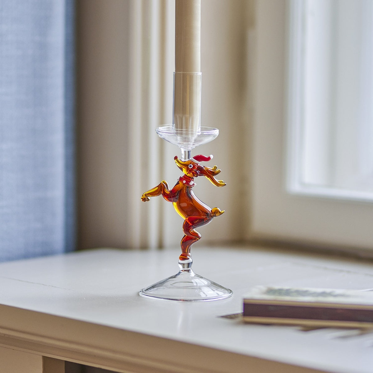 Dasho Glass Christmas Candle Holder - Amber