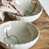 Aubrin Leaf Stoneware Bowls 15.5cm Set of 2 - Cream
