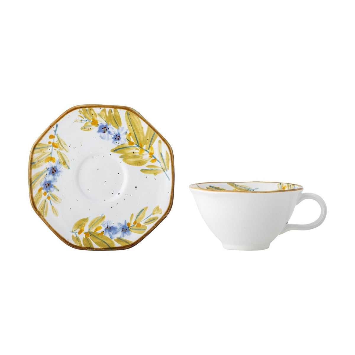 Savina Floral Stoneware Cup & Saucer 219ml Set of 4 - Multi