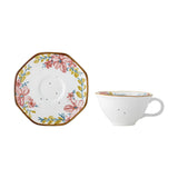 Savina Floral Stoneware Cup & Saucer 219ml Set of 4 - White