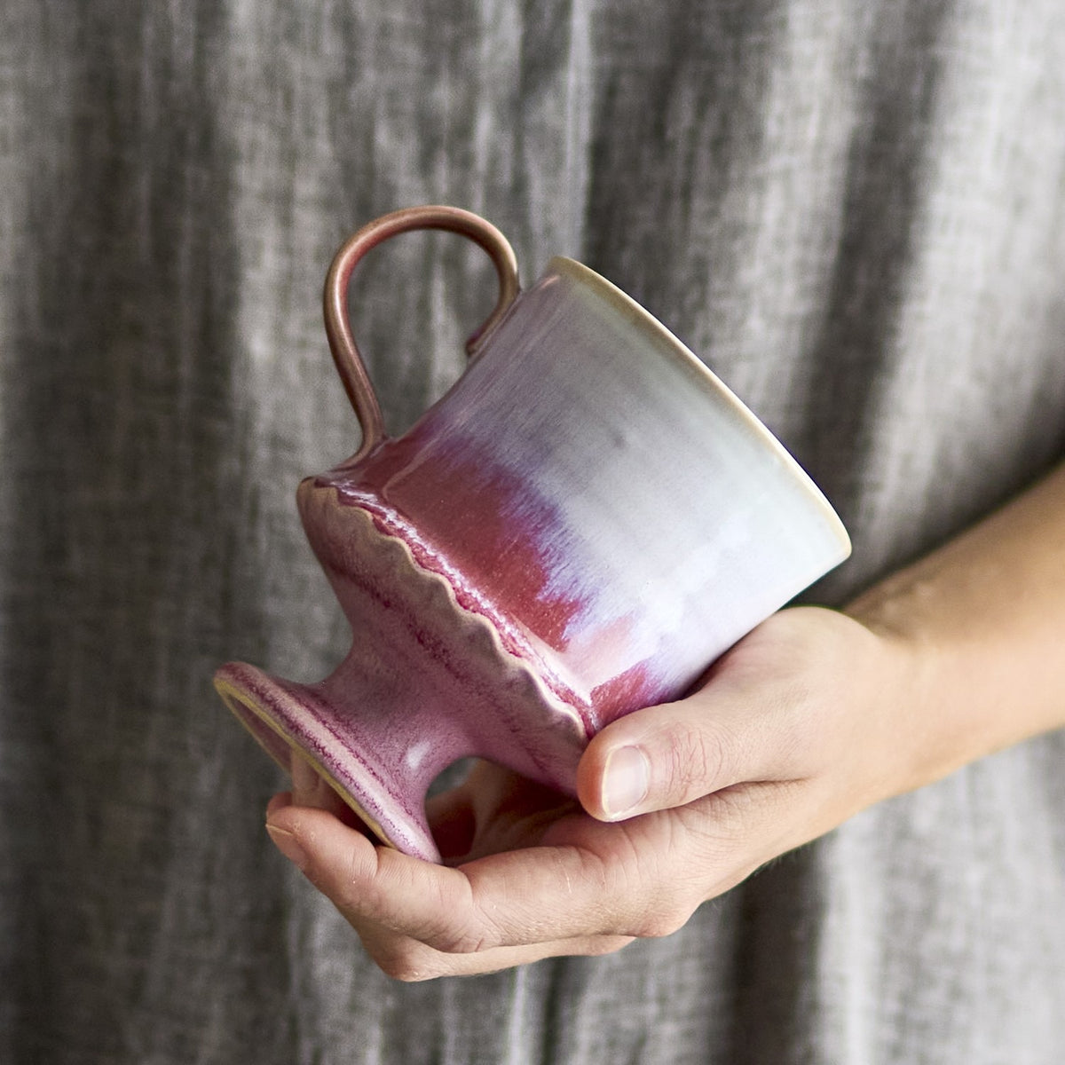 Odile Wavy Stoneware Mugs 250ml Set of 4 - Pink