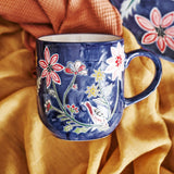Meredith Floral Stoneware Mugs 455ml Set of 4 - Blue