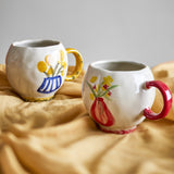 Hiba Floral Stoneware Cups 320ml Set of 2 - Multi