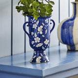 Amara Floral Stoneware Vase 21cm - Blue