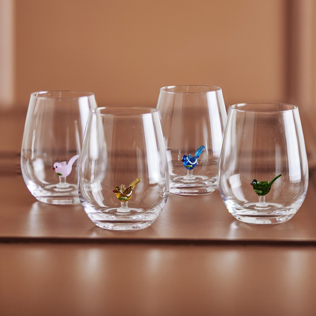 Misa Bird Tumblers Set of 4 - Clear