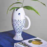 Eimy Fish Stoneware Jug - Cream