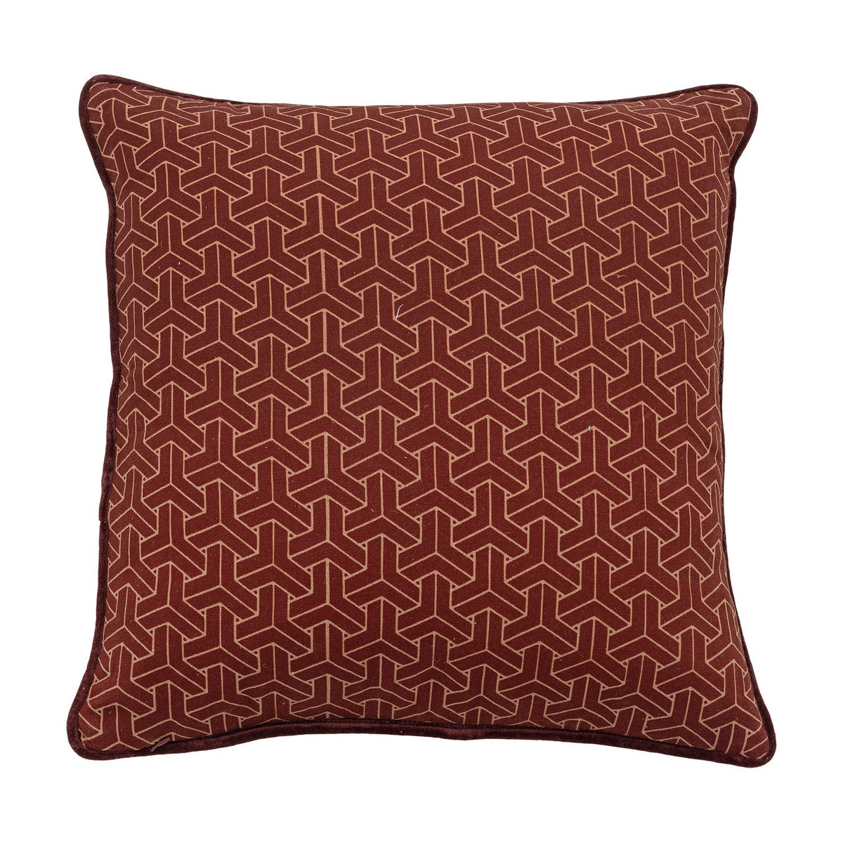 Zharai Geometric Cotton Cushion - Red