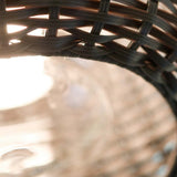 Close-up of the Ralph Woven Outdoor Pendant Light's 50cm tapered shade, showing the dark brown woven rattan-style detail and E27 fitting.