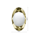 Dimension drawing of the oval mirror in its irregular faceted surround, marked 93cm wide by 152cm high and 9cm deep.