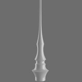 Slend 02 Aluminium Pendant Light in white, with a slim tapering stem, ribbed mid-section and flared open base, shown against a plain grey background.