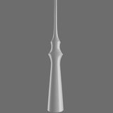 Slend 03 Aluminium Pendant Light in glossy white, a slim spindle-shaped fixture with a tapering neck, waisted collar and flared tubular body, shown against a plain grey background.