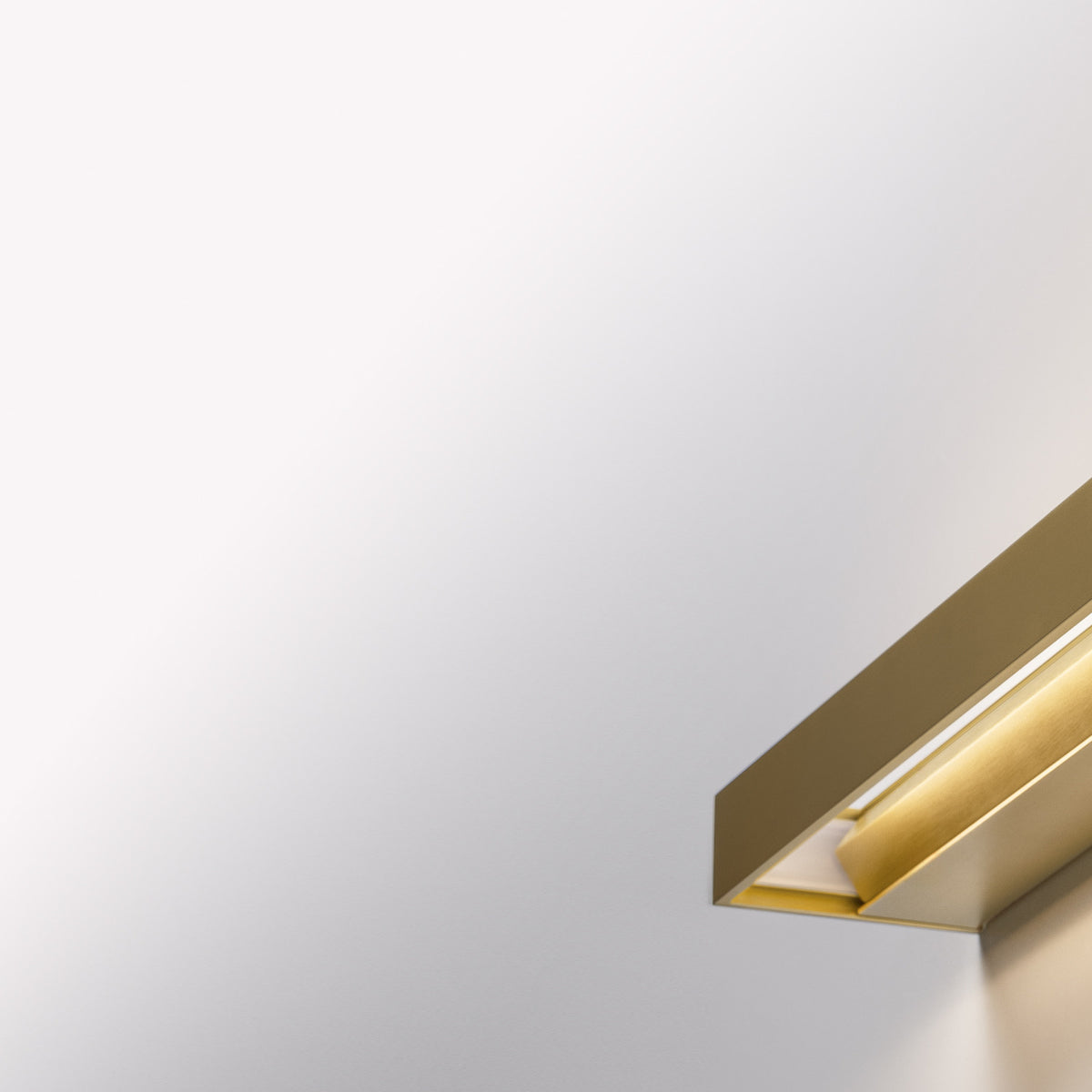 Zero Line Metal Linear LED Wall & Ceiling Light 52cm in brushed gold, a slim rectangular bar with a recessed warm-white LED edge, shown close-up against a plain white background.