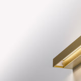 Zero Line Metal Linear LED Wall & Ceiling Light 52cm in brushed gold, a slim rectangular bar with a recessed warm-white LED edge, shown close-up against a plain white background.