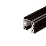 Queens Three-Phase Track 200cm in black, square-section aluminium profile with open face and internal conductor channels, shown on a plain white background.