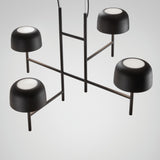 Bol S/4L 4 Light LED Pendant Light with a ladder-style black frame and four dome-shaped shades on angled stems, shown against a plain light grey background.