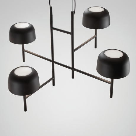 Bol S/4L 4 Light LED Pendant Light with a ladder-style black frame and four dome-shaped shades on angled stems, shown against a plain light grey background.