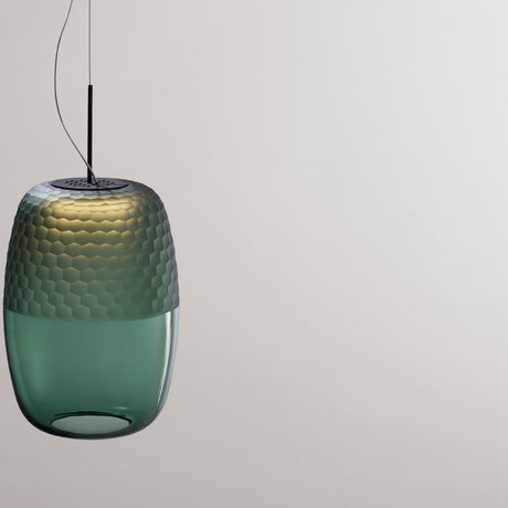 Adamas Forest Green Glass LED Pendant Light 33cm