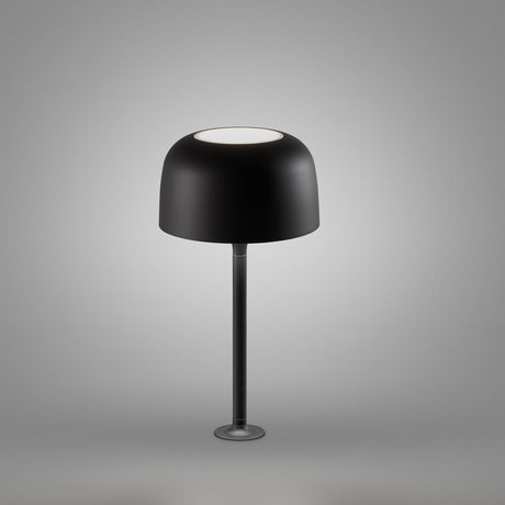 Bol M/33 Dome LED Table Lamp in Ebony Black with a rounded aluminium shade, slim stem, and round fixing base, shown against a plain grey background.