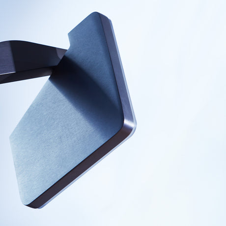 Jackie Aluminium LED Wall & Ceiling Light in brushed silver, close-up of the angled arm and flat diamond-shaped head against a plain white background.