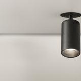 Carl Adjustable Recessed LED Downlight 7.1cm in black, round ceiling trim with angled cylindrical head, matt finish, shown against a plain light background.