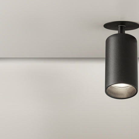 Carl Adjustable Recessed LED Downlight 7.1cm in black, round ceiling trim with angled cylindrical head, matt finish, shown against a plain light background.