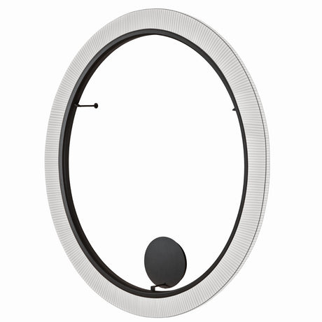 Roda PF/200 Ribbon LED wall and ceiling light, a large oval ring with pleated white translucent ribbon surrounding a matte black inner frame, shown on a plain white background.
