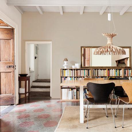 Dome 60/01 Wood LED Pendant Light - Matt White & Natural Wood