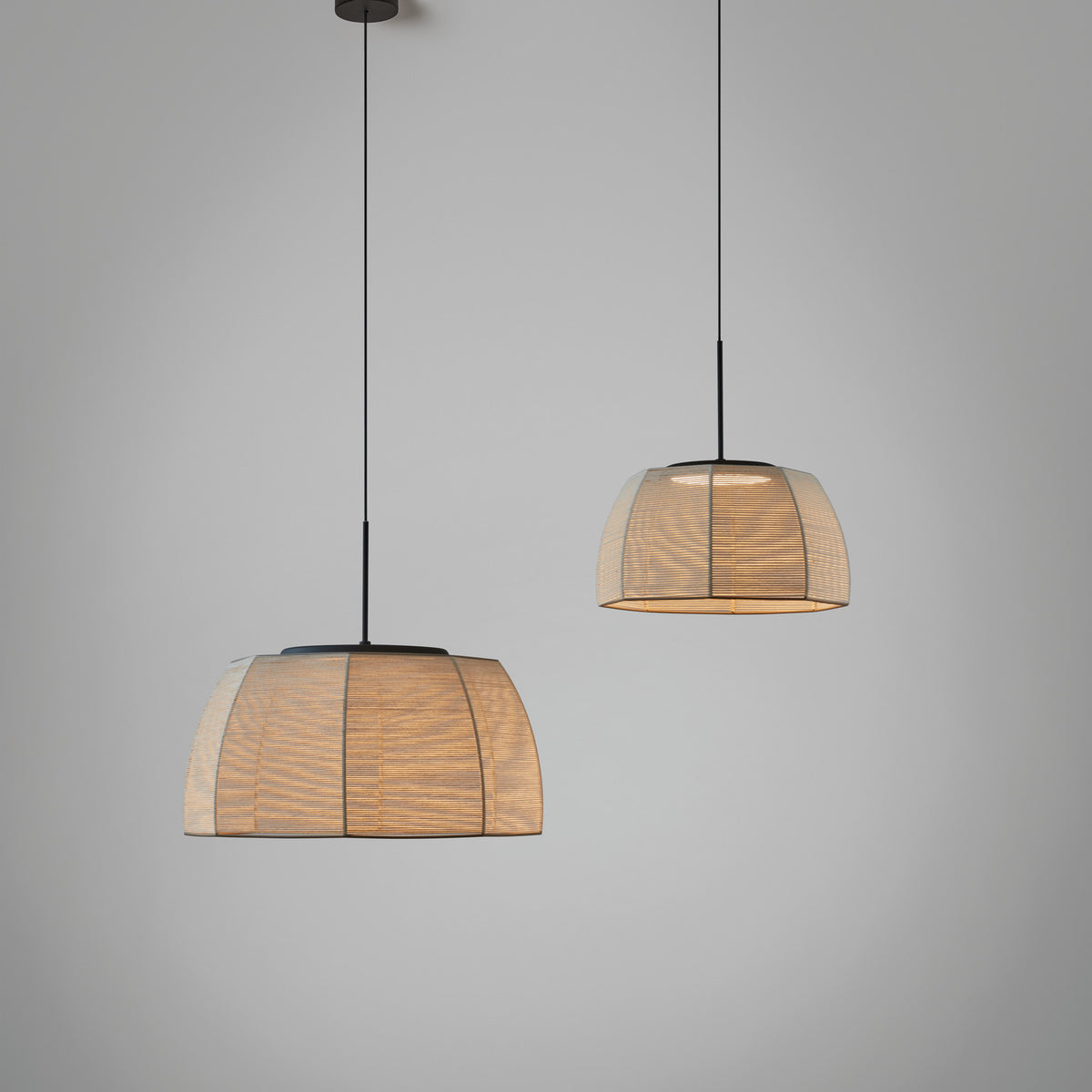 Tanit S/43 Fabric LED Pendant Light - Matt Black & Beige