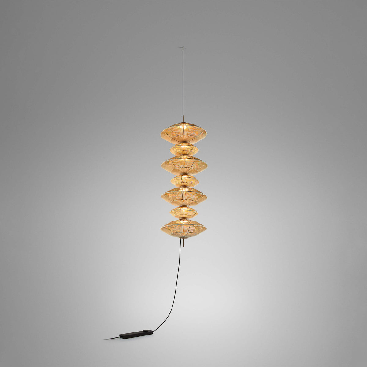 Yuyun S/7C/I Fabric LED Pendant Light - Satin Beige