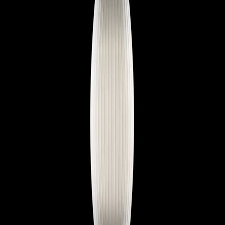 Maxi P/180 outdoor floor lamp, tall slim white polyethylene column with fine vertical ribs tapering at the ends, integrated LED, shown against a plain black background.
