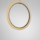 Roda S/200/V Ribbon Ring LED pendant light, a large vertical hoop with pleated white translucent ribbon shade and dark inner ring, shown on a plain grey background.