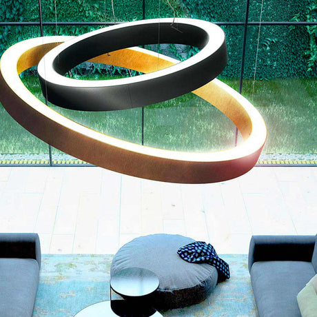 Golden Ring Aluminium LED Pendant Light 301cm - Gold Leaf