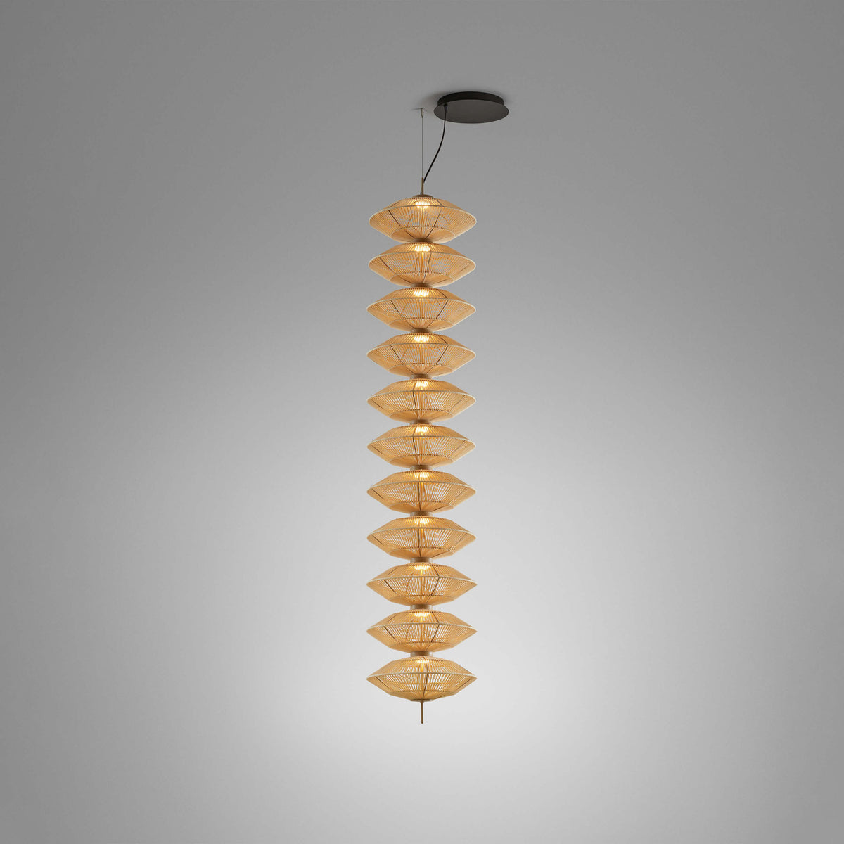 Yuyun S/11L Fabric LED Pendant Light Without Canopy - Satin Beige