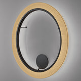 Roda PF/150 Ribbon LED wall light, a large oval ring with pleated white translucent shade and slim black inner frame, shown at an angle against a plain grey background.