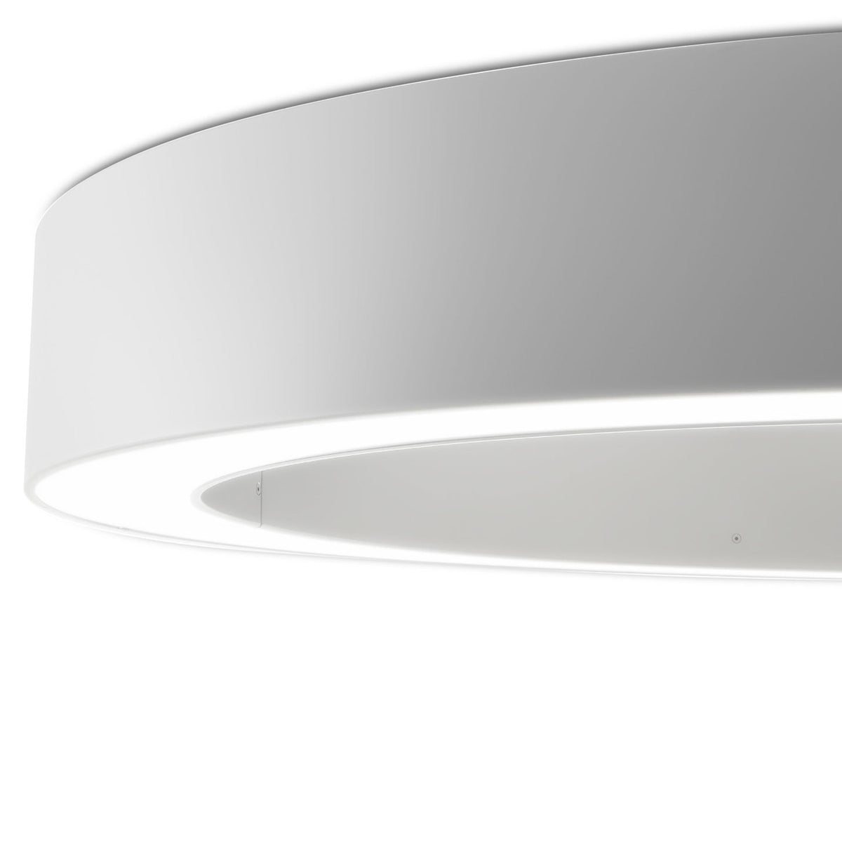 Close-up of the Silver Ring Aluminium Wall & Ceiling Light, 183cm, showing a slim white circular ring with integrated LED edge lighting against a plain white background.