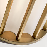 Close-up of the Roma Glass LED Table Lamp in Brushed Bronze, showing slim vertical metal bars over white glass panels and a scalloped base.