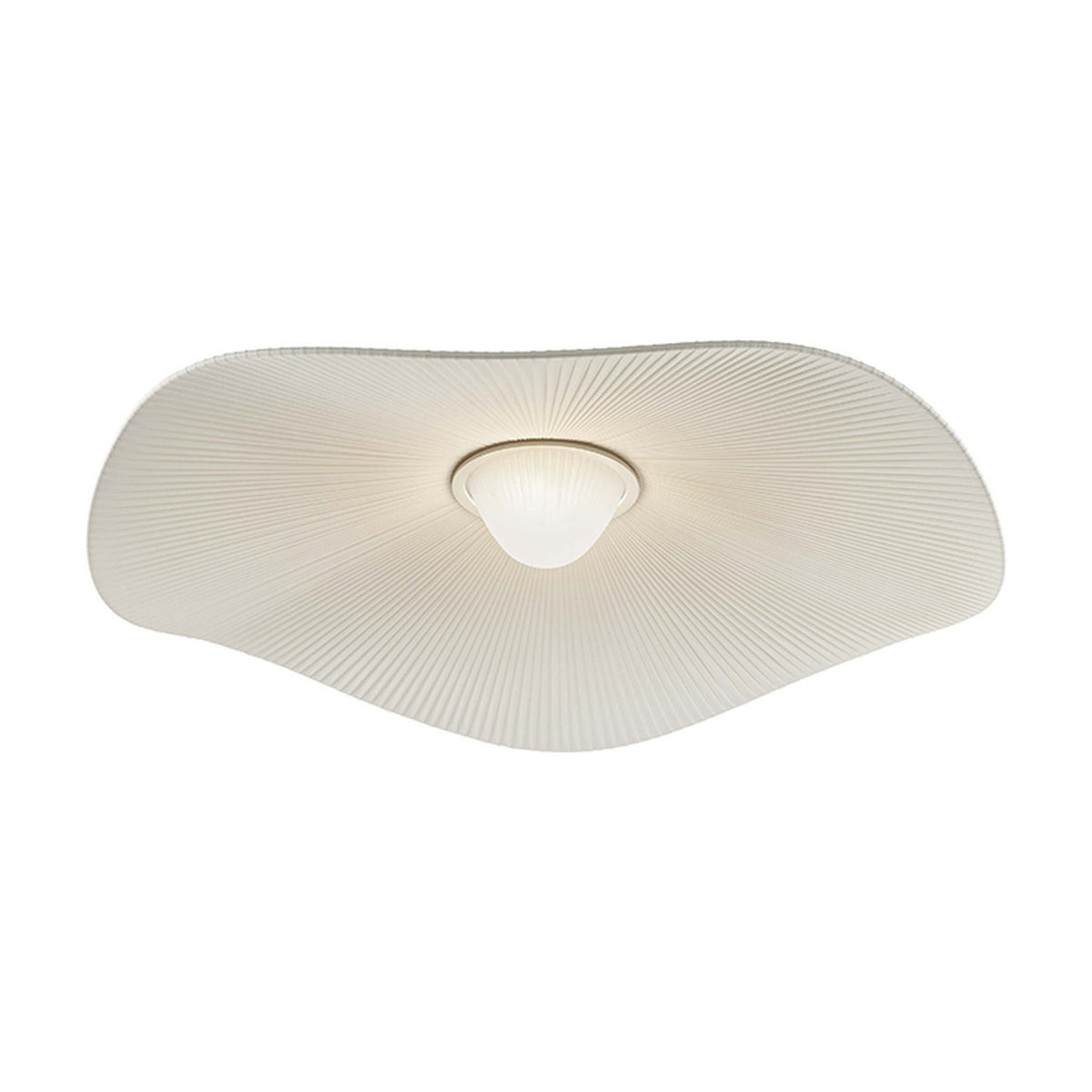 Mediterrània PF/105 Ribbon LED ceiling light with a wide, wavy cream translucent shade and central glowing dome, shown against a plain white background.