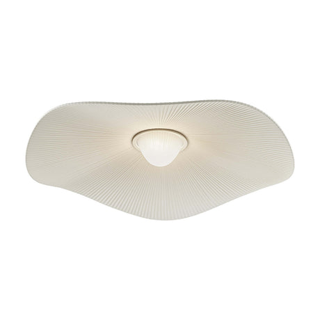 Mediterrània PF/105 Ribbon LED ceiling light with a wide, wavy cream translucent shade and central glowing dome, shown against a plain white background.