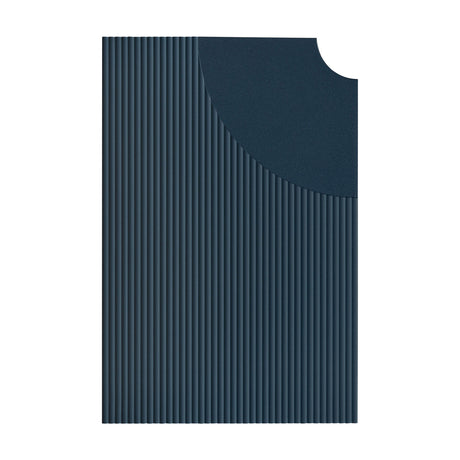 Arid Wall Light Tile in Textured Grey Blue, a flat aluminium panel with fine vertical fluting and a curved cut-out detail, shown against a plain background.